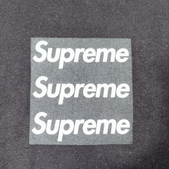 Supreme Black Asspizza Triple Box Logo Long Sleeve T-Shirt Size XL - Picture 2 of 6
